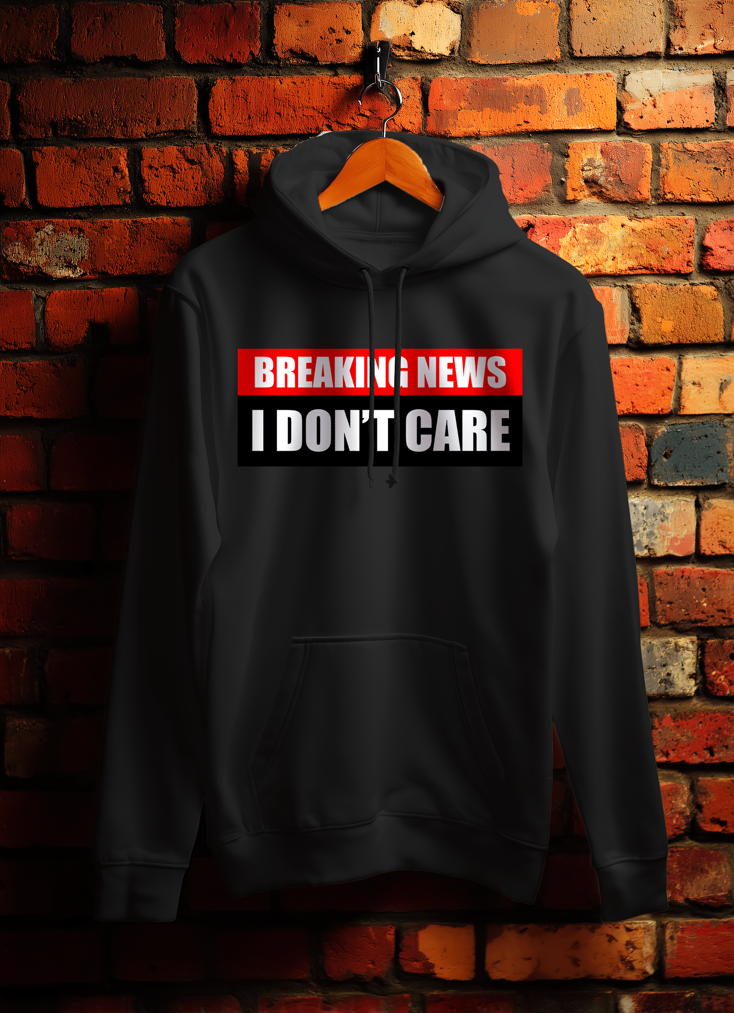 Breaking News I Don't Care Hoodie Bowers Typography
