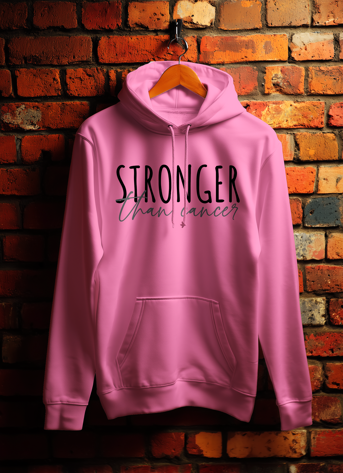 Stronger Than Cancer Unisex Hoodie Candyfloss Bowers Typography