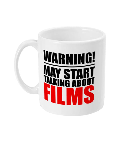Warning May Start Talking About Films Mug Bowers Typography