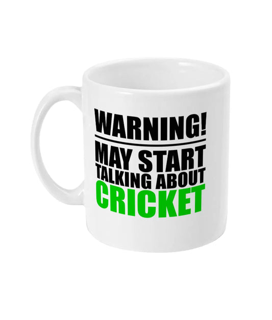 Warning May Start Talking About Cricket Mug Bowers Typography